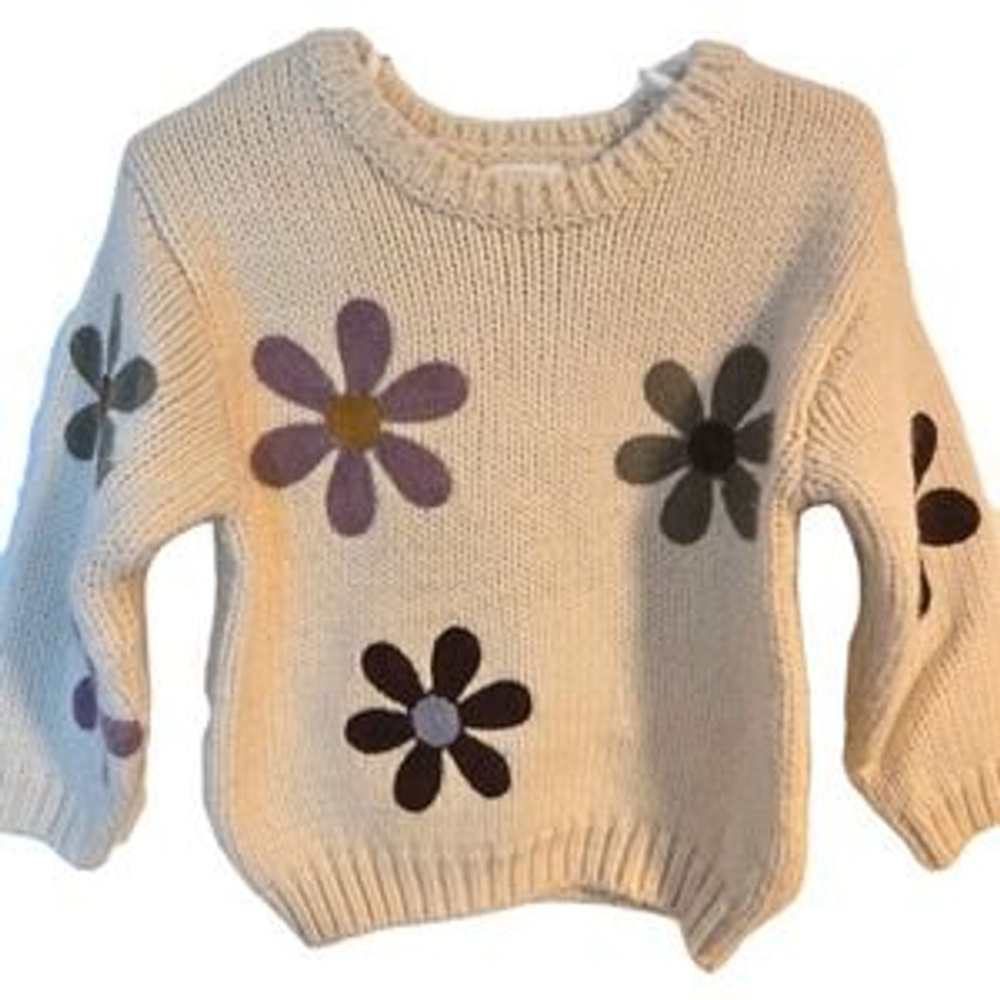 Zara Baby Floral embroidery knit Sweater Size 3 - Picture 3 of 4